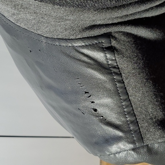 Blank Nyc- Gray/Black Faux leather Jacket Slant Zip Edgy Mod grunge Sz.Small - Picture 7 of 10